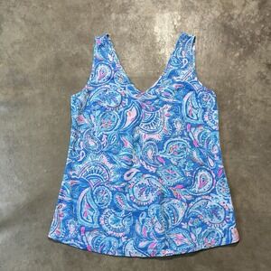 Lilly Pulitzer Tank Top Womens Size S Gigi Zanzibar Blue Fish‎ Kiss Pink Blue